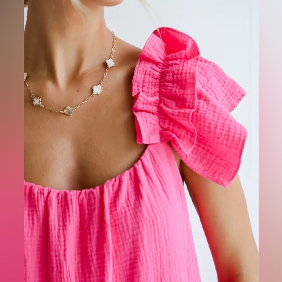 NWT Ces Femme DressUp Radiant Flair Hot Pink Romper Lined Size Medium - Picture 5 of 15